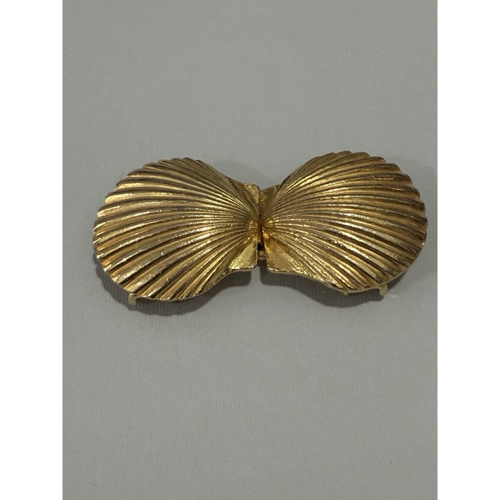 Vintage Mimi Di N Gold Tone Seashell Belt Buckle Clam Shell Beach Coastal